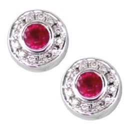 Ruby Diamond and Button Earrings
