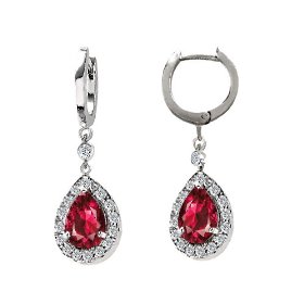Sterling Silver Genuine Lab Created Ruby Earrings