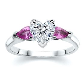 Heart Pink Diamond with Sapphire Ring 