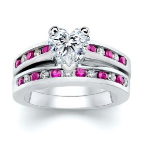 Hear Pink Diamond with Sapphire Ring-Set