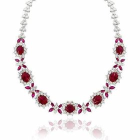 Simulated Diamond and Simulated Ruby Necklace 
