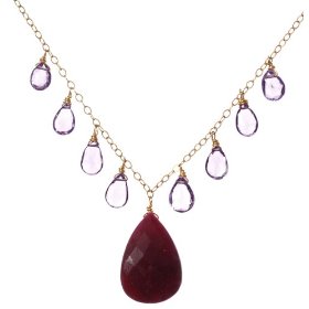 Pink Amethys Necklace with Dyed Ruby 