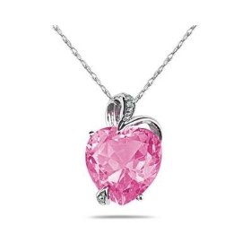 Heart Pink Topaz and Diamond Penddant
