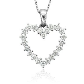 14k White Gold Heart Diamond Pendant Necklace (GH, SI-I, 0.50 carat)