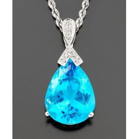 Blue Topaz and diamond Pandant