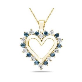 Blue and White Diamond Heart Pendant